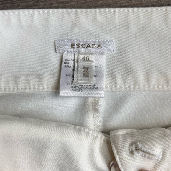 Escada White Stretch Pants Women’s Size 40 (US 10) Straight Leg - Picture 4 of 5